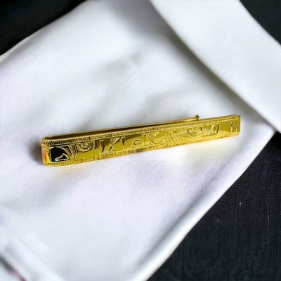24ct Gold Plated Engraved Tie Clip