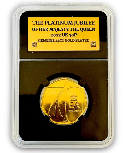 24ct Gold Plated 2022 Platinum Jubilee 50p Coin In Case