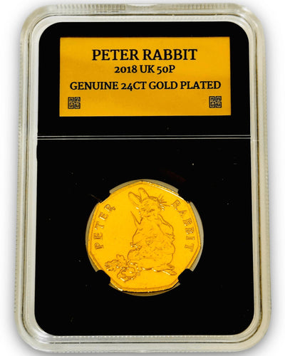 24ct Gold Plated Peter Rabbit 2018 50p Coin In Case